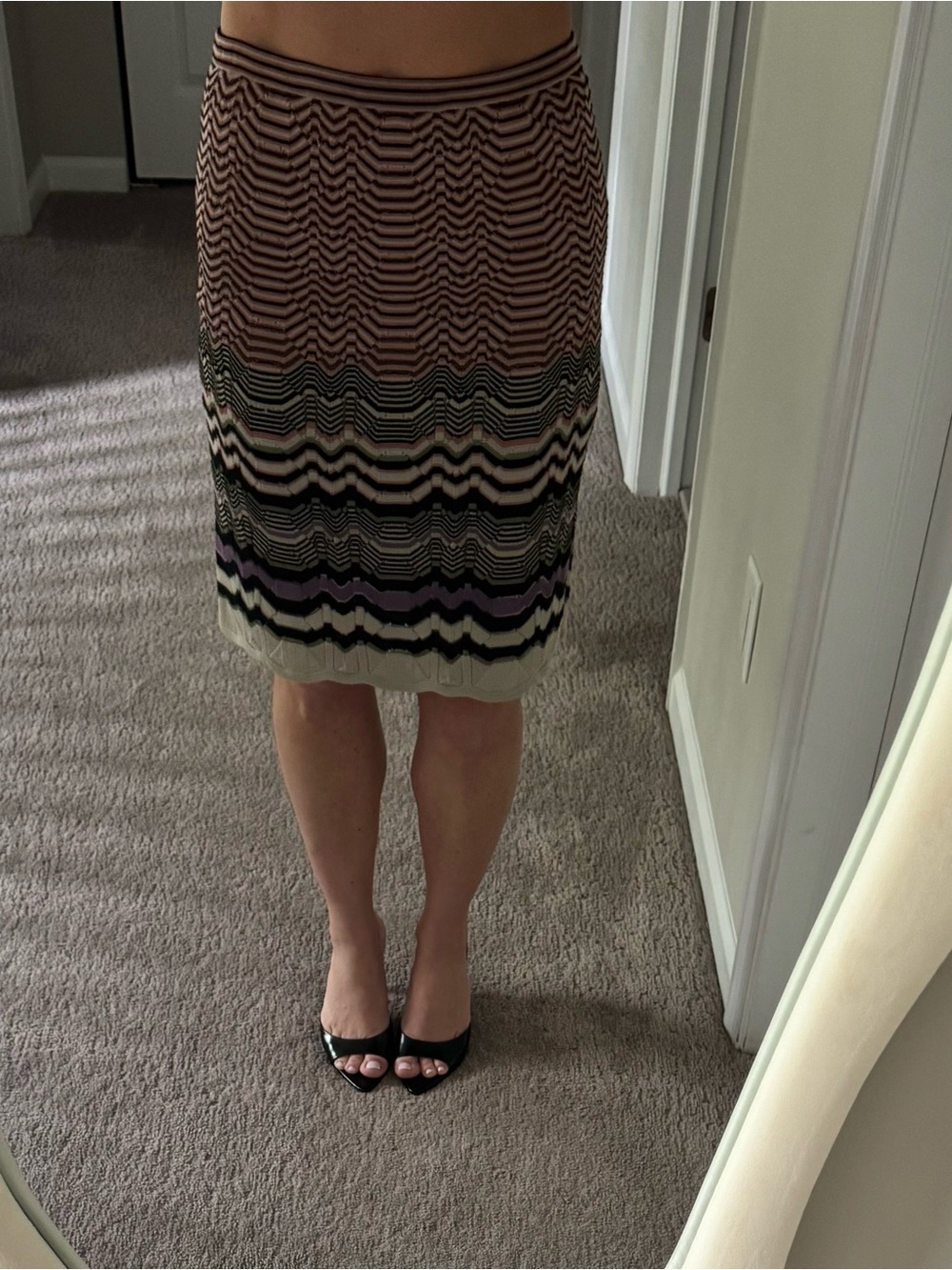 Missoni Chevron Knit Pencil Skirt in Black, Beige, Purple, Blush